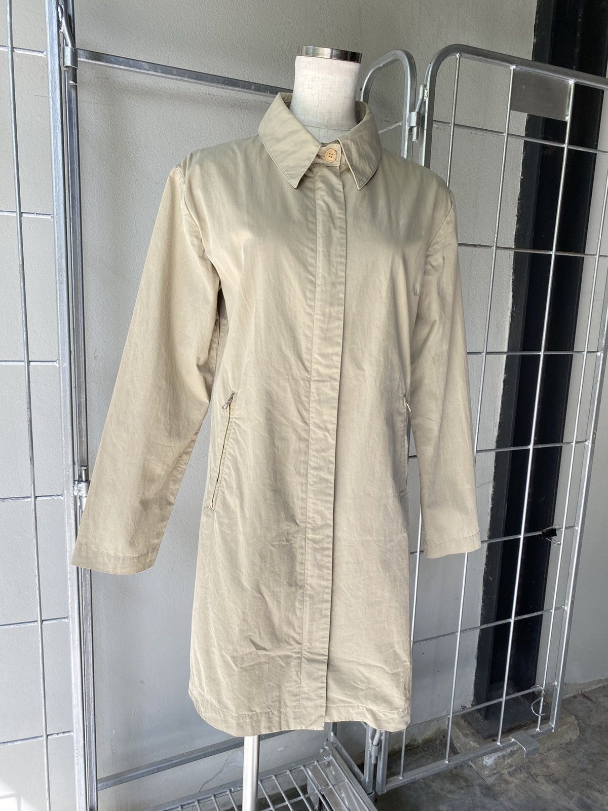 Moncler MONCLER Beige Button-Up Long Coat with Pockets Size ONE SIZE - 9 Thumbnail