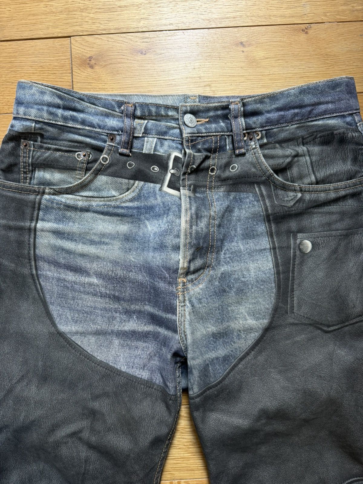 Acne Studios Acne Studios Trompe l'oeil Cowboy/Leather Jeans Size US 30 / EU 46 - 2 Thumbnail