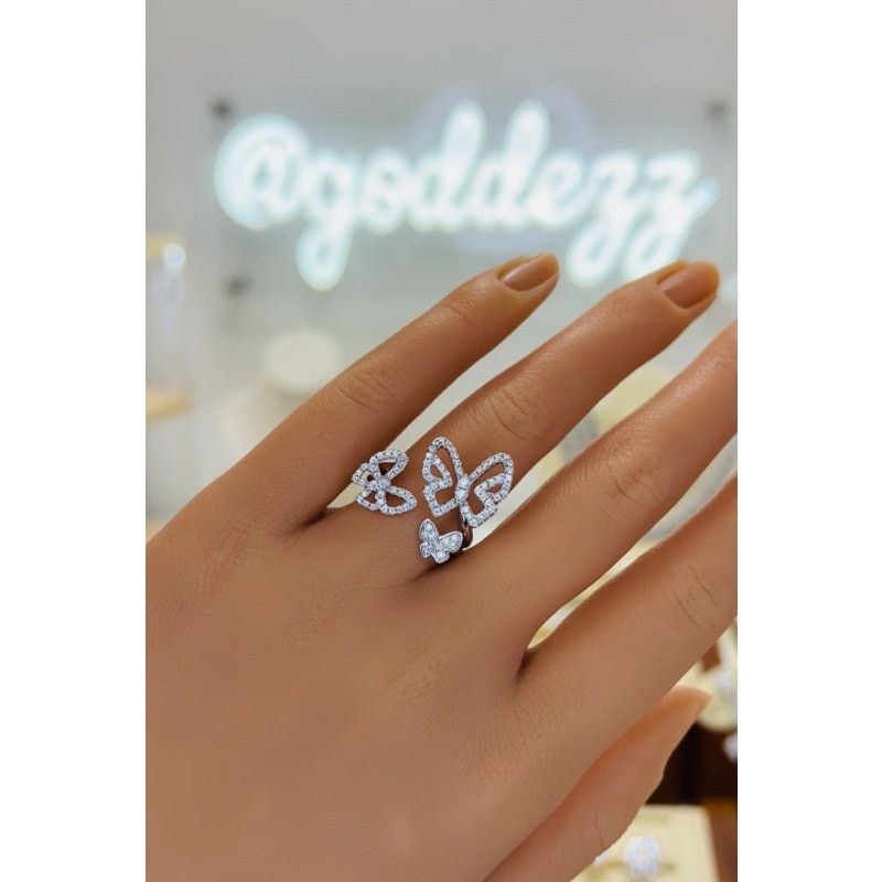 Other Triple Butterfly Moissanite Pavé Cocktail Ring Size ONE SIZE - 6 Thumbnail