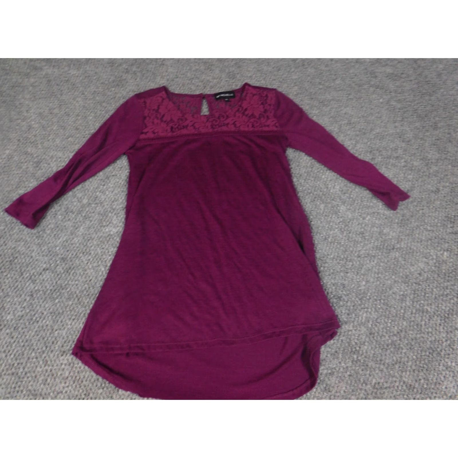 Vintage My Michelle Blouse Womens XS Purple Crew Neck Pullover Stretch Floral Button Casual Basic Crew Neck Flower Stretch Regular Satin? Size XS / US 0-2 / IT 36-38 - 3 Thumbnail