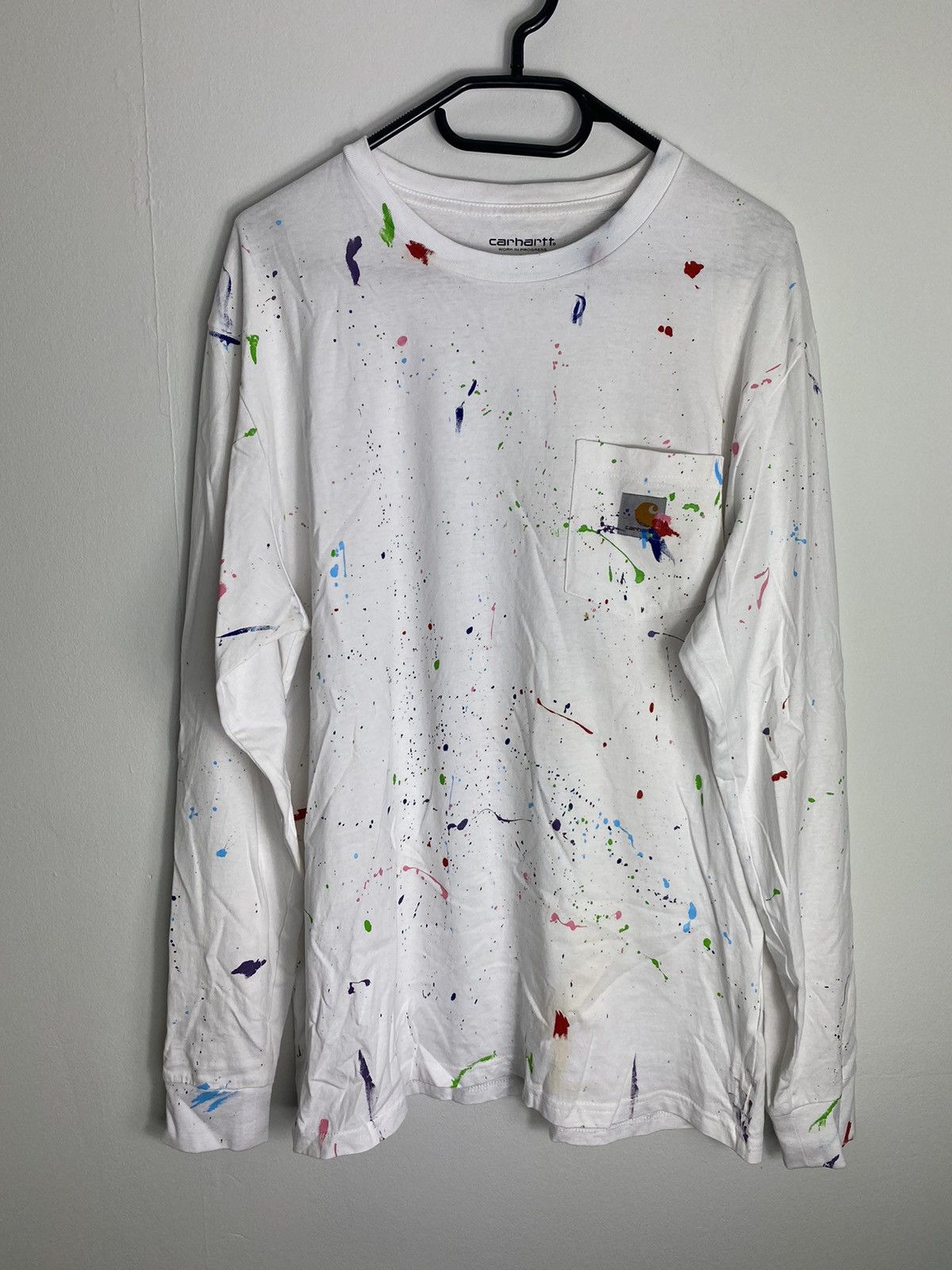 Carhartt Paint splatter carhartt white long Grailed