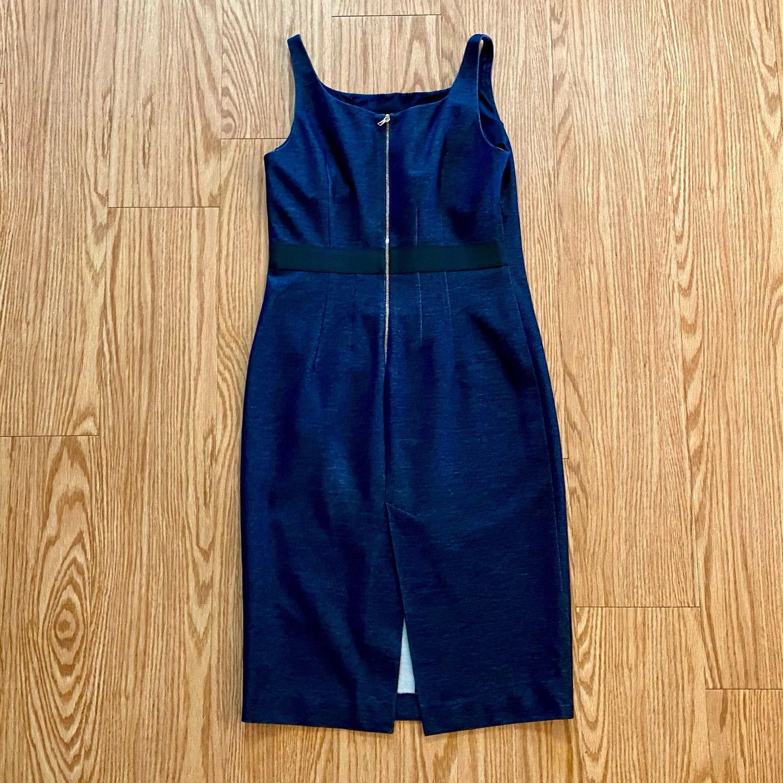 Les Copains Blue Denim Midi Sheath Dress Womens 10 US