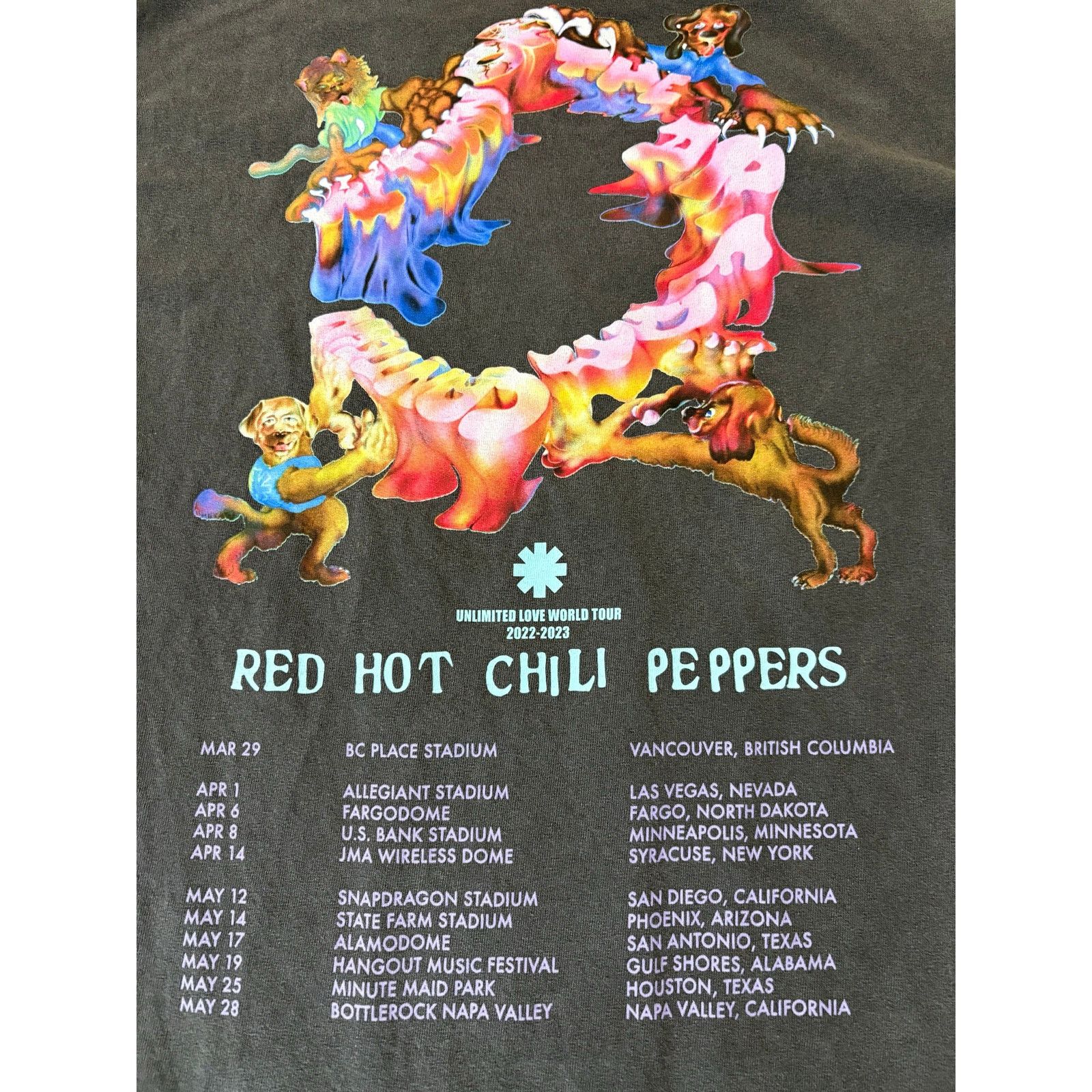 Band Tees Red Hot Chilli Peppers 2022-2023 unlimited world love tour Size US M / EU 48-50 / 2 - 4 Thumbnail