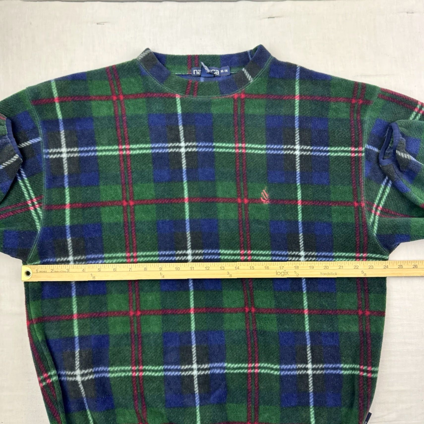 Nautica VINTAGE Nautica Fleece Pullover Jacket Mens Adult Medium Plaid 90s Green Nautica Size US M / EU 48-50 / 2 - 7 Thumbnail