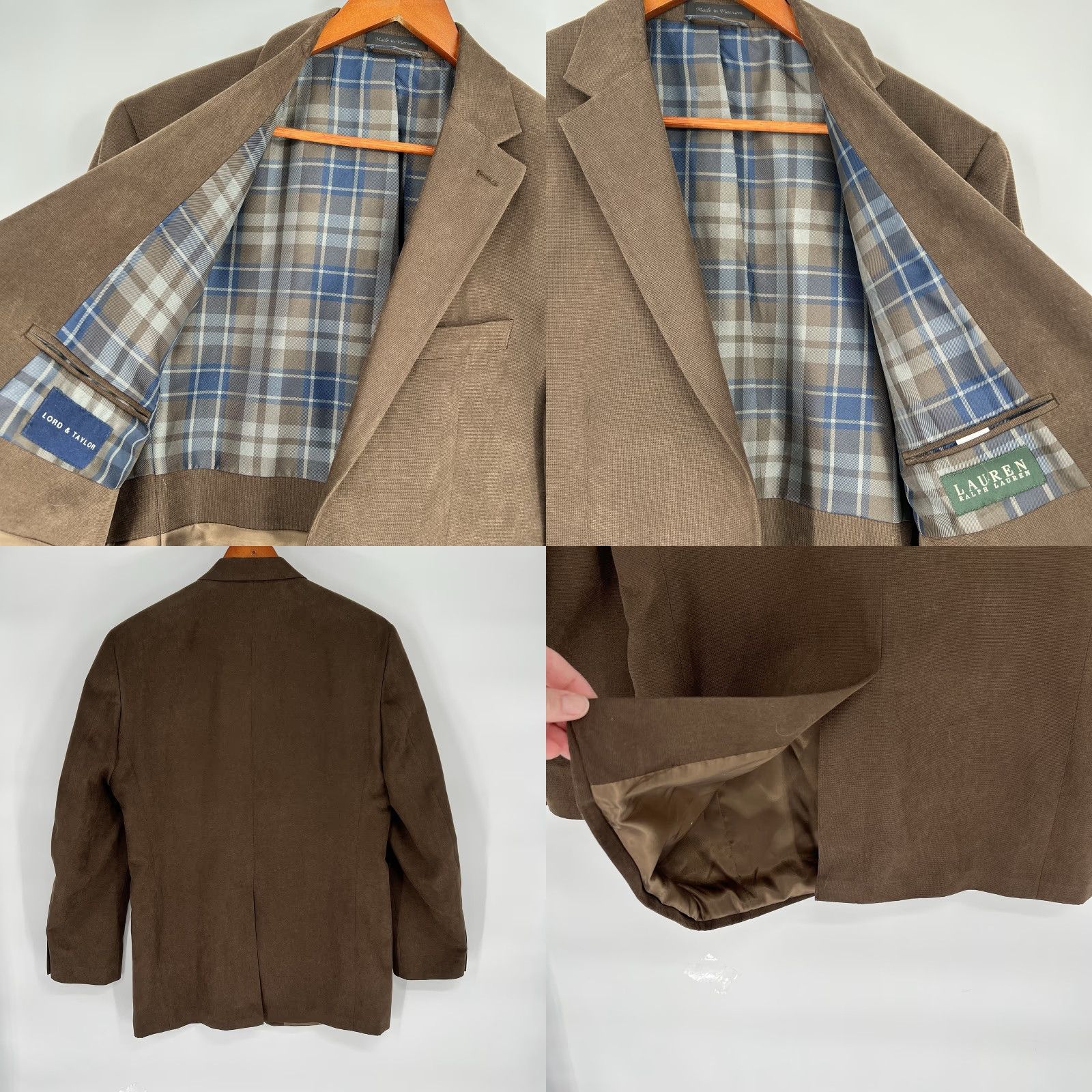Ralph Lauren Lauren Ralph Lauren Blazer Sport Coat Men Brown 42L Faux Suede Long Solid Single-Breasted 2 Piece Mens Size 42R - 8 Thumbnail