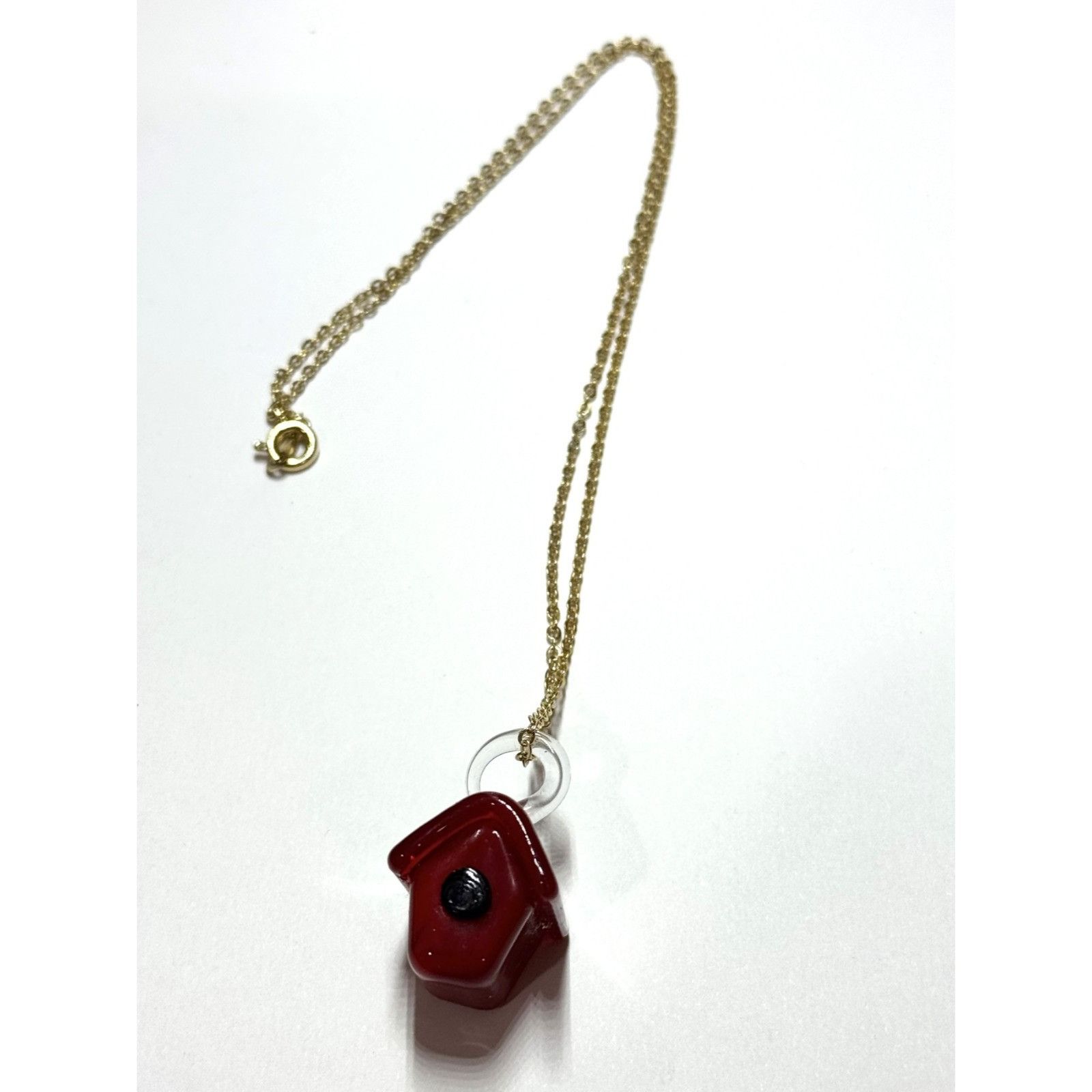 Vintage Vintage red glass house home charm necklace Size ONE SIZE - 1 Thumbnail