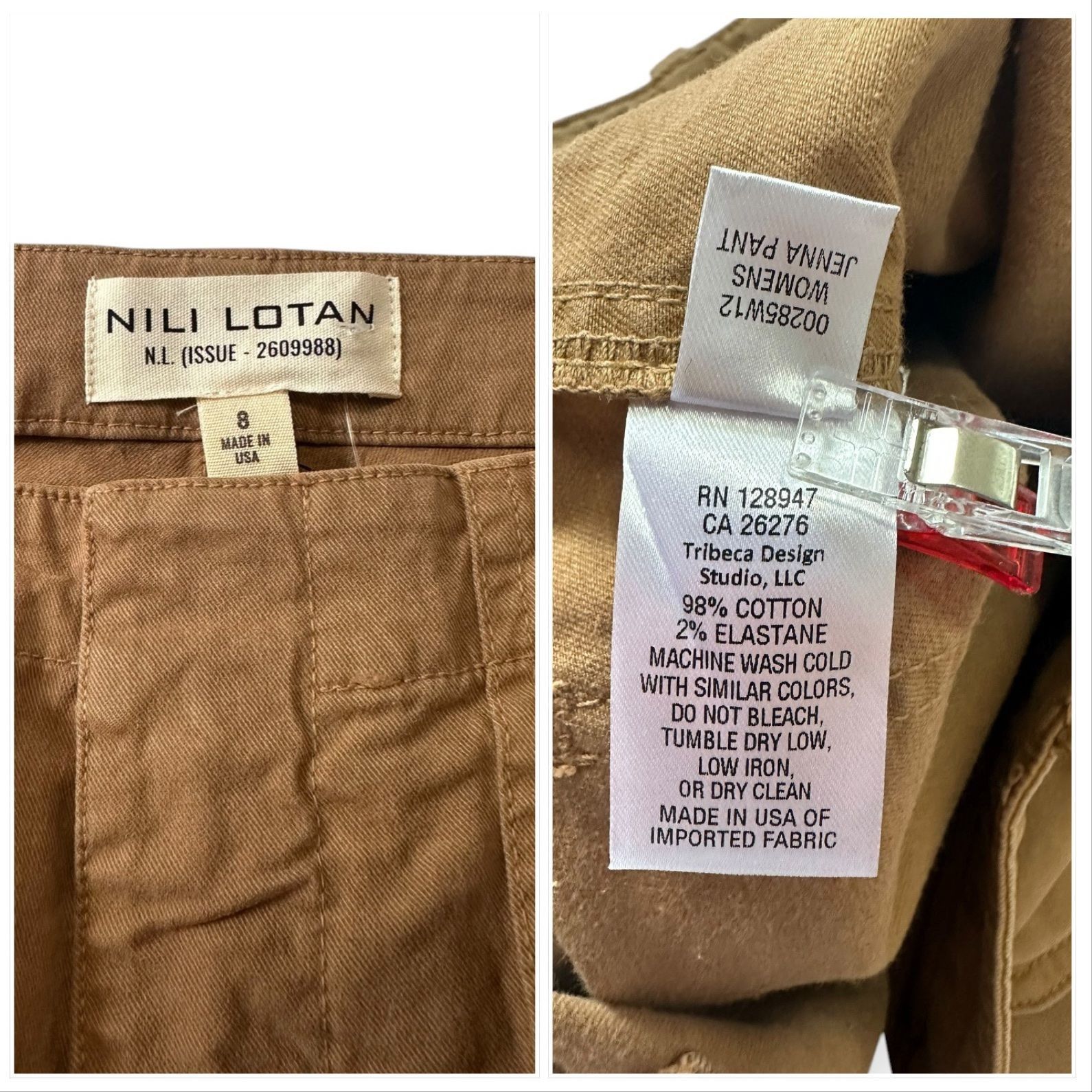 Nili Lotan Nili Lotan Jenna Pants in Caramel, tan, Size 8, New with t Size 30" / US 8 / IT 44 - 4 Thumbnail