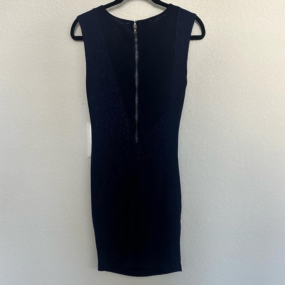 Designer Alice + Olivia Annabelle Dress Navy Blue Sparkly Bodycon 6 Size M / US 6-8 / IT 42-44 - 5 Thumbnail