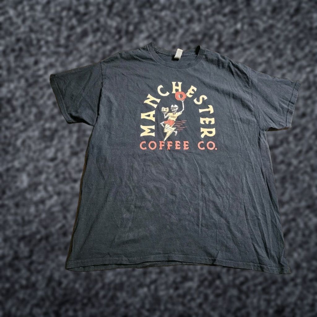 Gildan Gildan T-Shirt Manchester Coffee Co Skeleton Skull Graphic Print Black XL Mens Halloween Size US XL / EU 56 / 4 - 1 Thumbnail