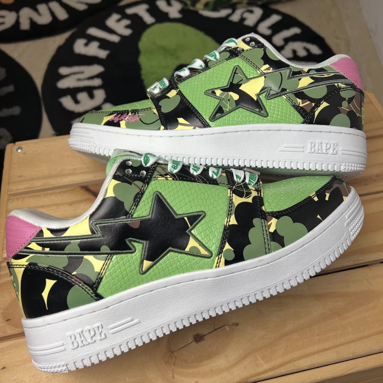 Bape × Futura 2021 A Bathing Ape x Unkle Futura Multi Leather Bapesta Size US 8 / EU 41 - 1 Thumbnail