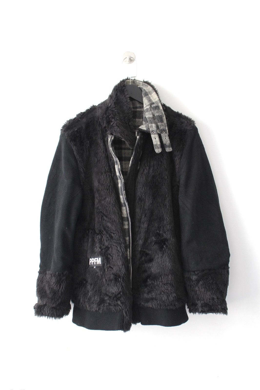 If Six Was Nine AW2003 PPFM FUR WOOL TARTAN REVERSIBLE COAT JACKET Size US M / EU 48-50 / 2 - 3 Thumbnail