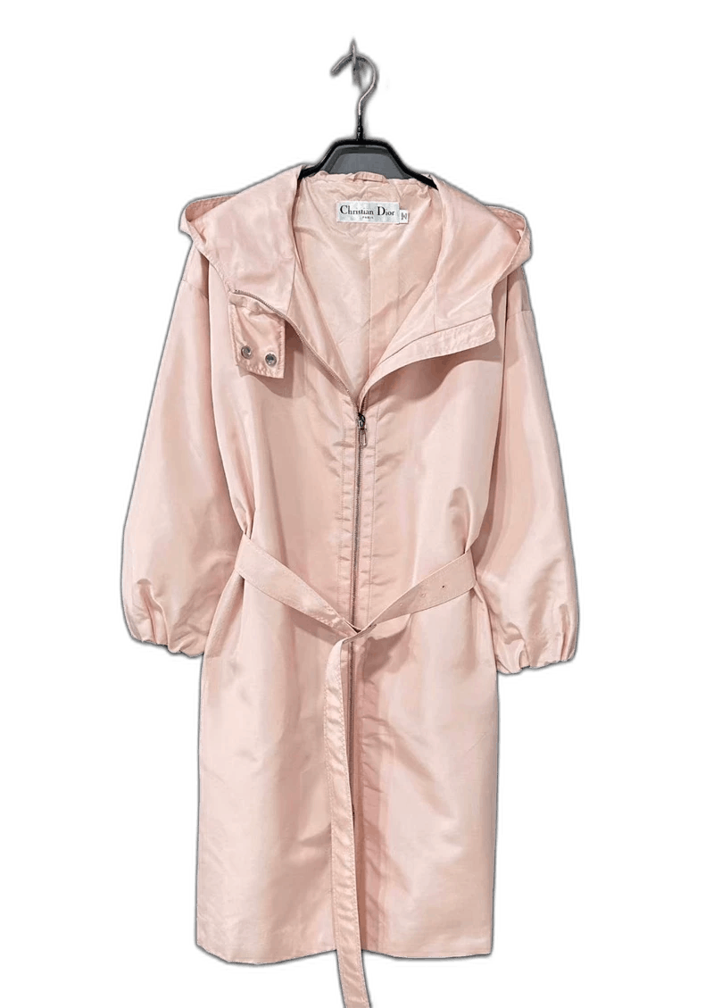 Dior Long Pink Belted Hooded Windbreaker Coat Size US S / EU 44-46 / 1 - 1 Thumbnail