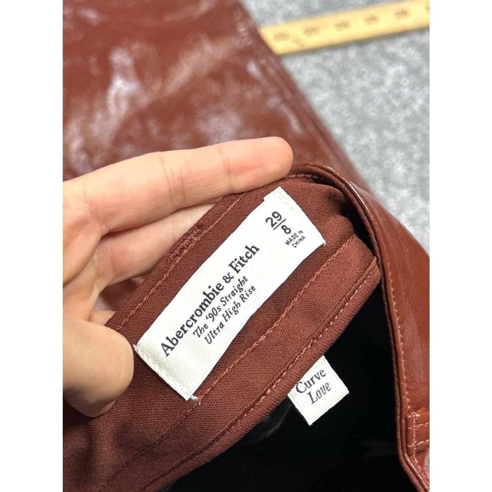 Abercrombie & Fitch Abercrombie & Fitch Pants Womens 29 90s Straight High Rise Brown Faux Leather Size 29" - 7 Thumbnail