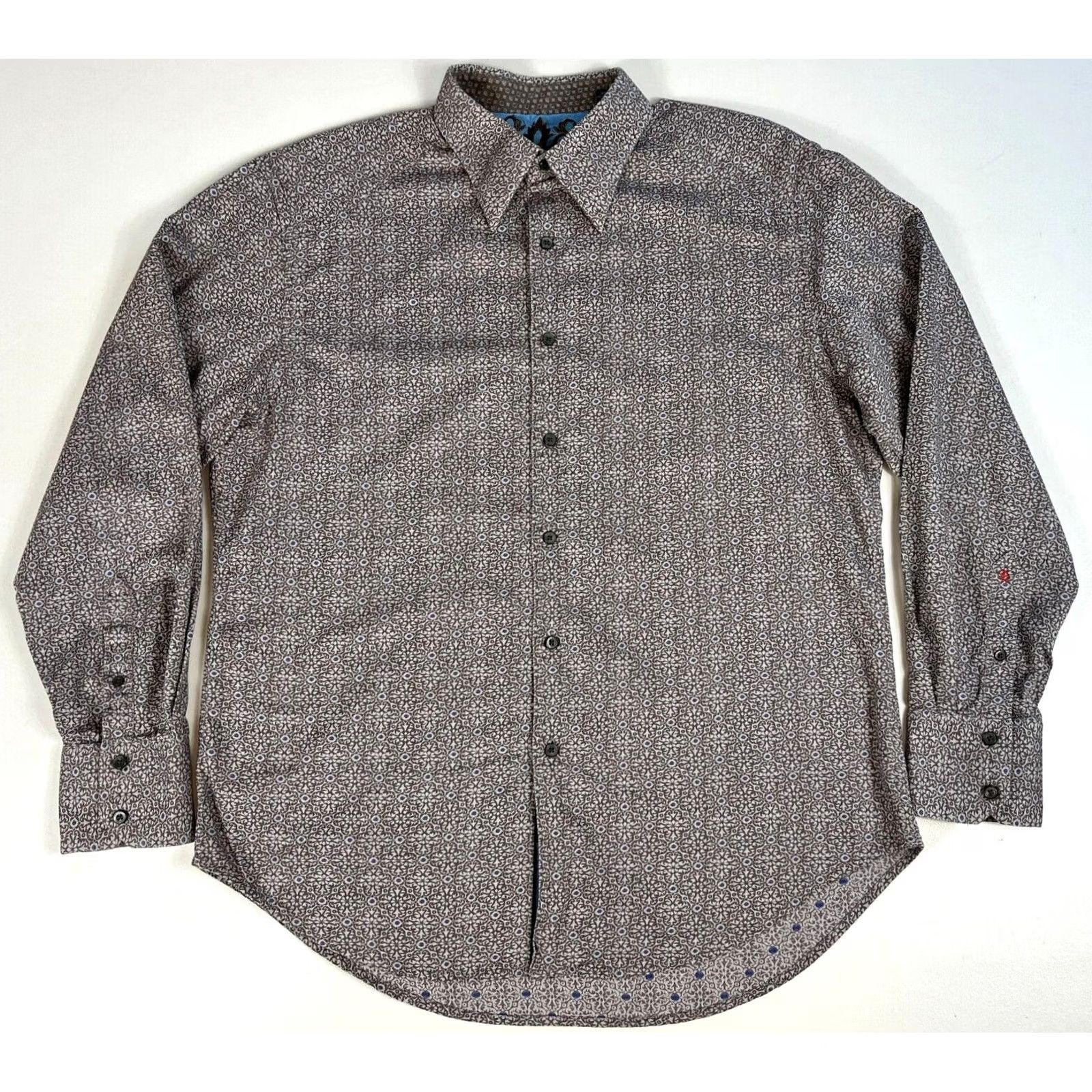 Robert Graham Robert Graham Button-Up Shirt Foulard Silk Trim XL Men’s Long Sleeve Brown Cotton Folded Silk Trim Shirt Size US XL / EU 56 / 4 - 2 Thumbnail