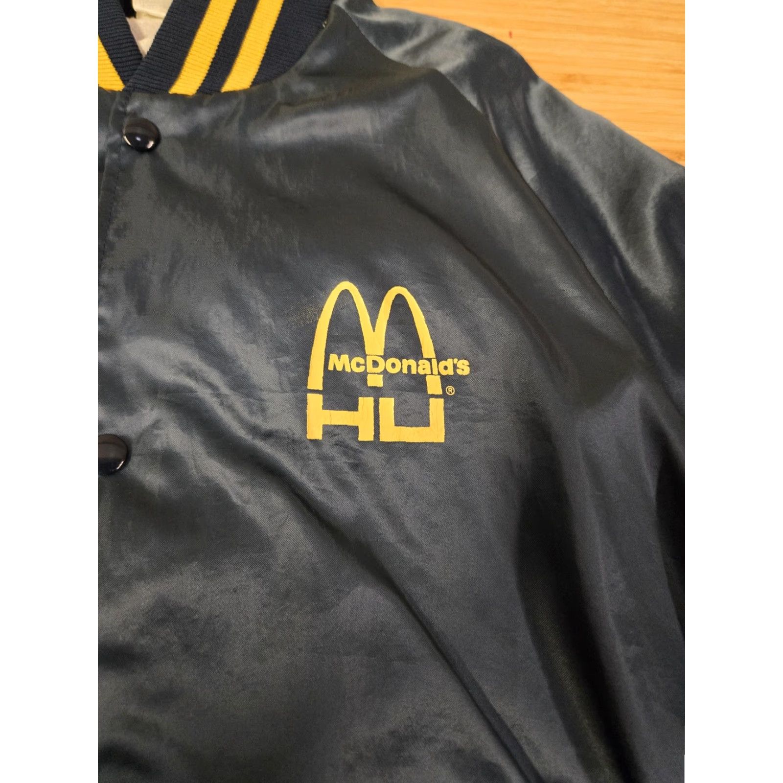 Vintage VINTAGE Hamburger University Jacket Mens L Satin 90s McDonald's Screen Wear Navy Blue Size US L / EU 52-54 / 3 - 4 Thumbnail