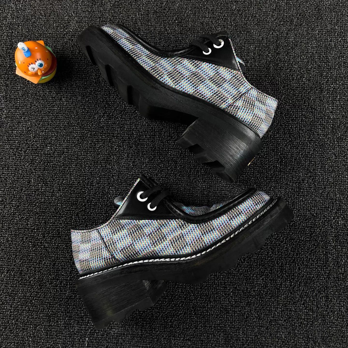 Louis Vuitton LV Black Multicolor Monogram Platform Loafer 36 Size US 5.5 / IT 35.5 - 4 Thumbnail