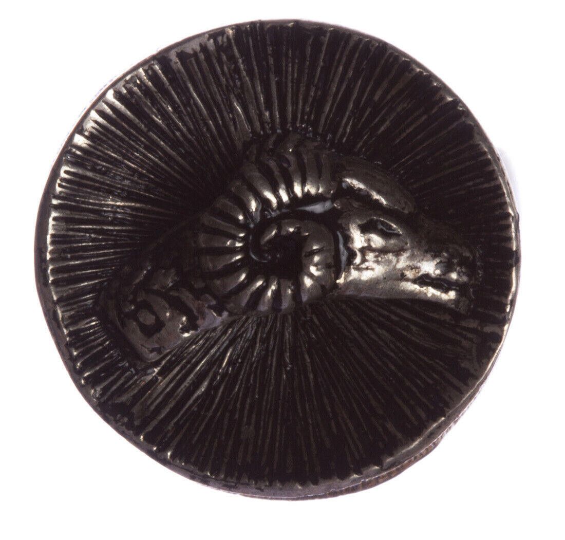 Designer Sterling Silver Ram Head Coin Ring with Antique Finish Size ONE SIZE - 1 Thumbnail