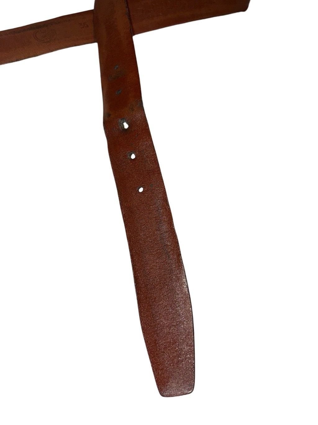 Vintage European Tumbled Calfskin Leather Belt Size 36 - 3 Thumbnail