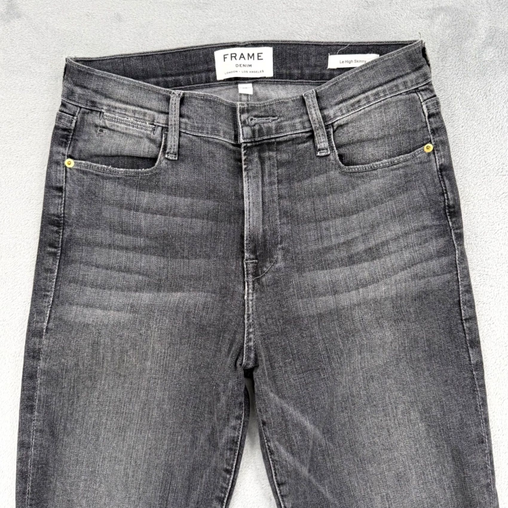 Frame FRAME Denim Le High Skinny Jeans Faded Black Distressed Knee Women's Size 28 Size 28" / US 6 / IT 42 - 3 Thumbnail