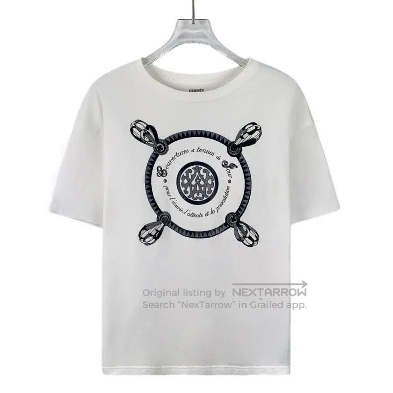 Hermes Hermes White classic round pattern printed cotton short-sl Size XS / US 0-2 / IT 36-38 - 1 Thumbnail