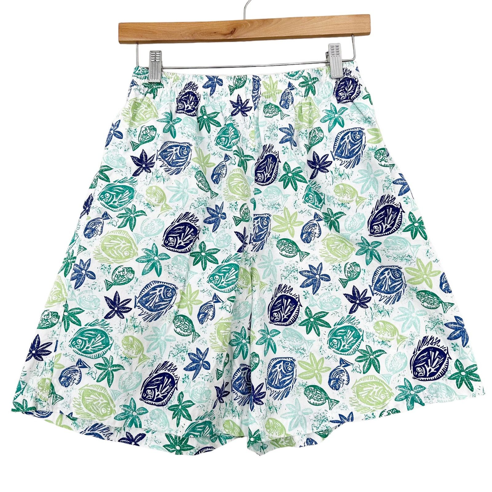 L.L. Bean Vintage LL Bean Blue Green Fish Print Shorts Sz M Size 30" / US 8 / IT 44 - 5 Thumbnail