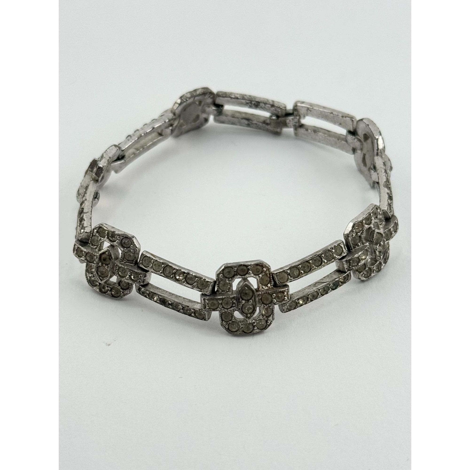 Vintage Estate art deco pave rhinestone bracelet Size ONE SIZE - 1 Thumbnail