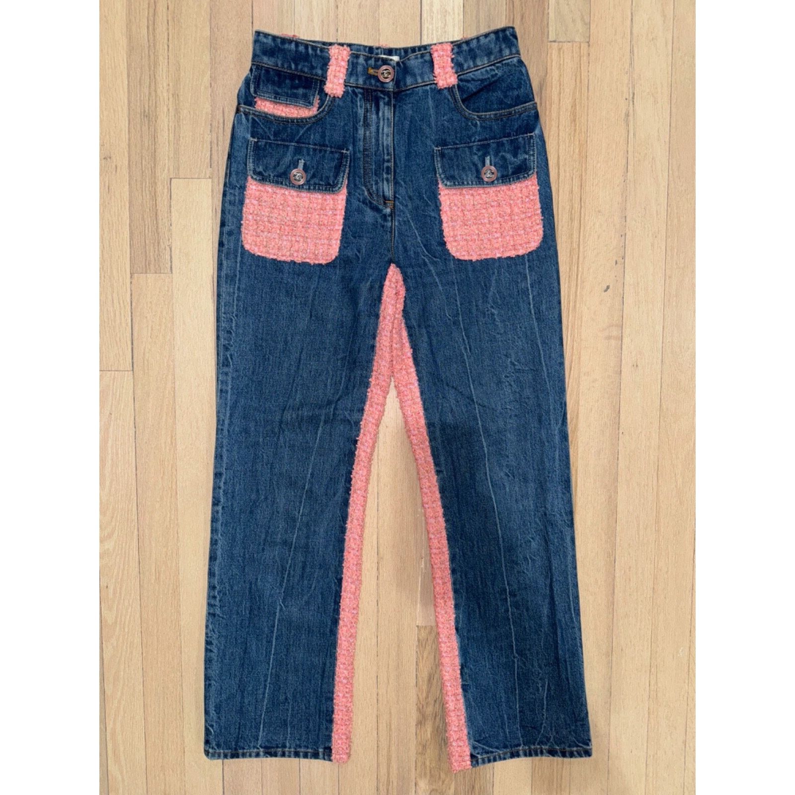 Chanel Chanel Gold Iridescent Tweed CC Logo Button Regular Jeans 38 Size 26" / US 2 / IT 38 - 6 Thumbnail