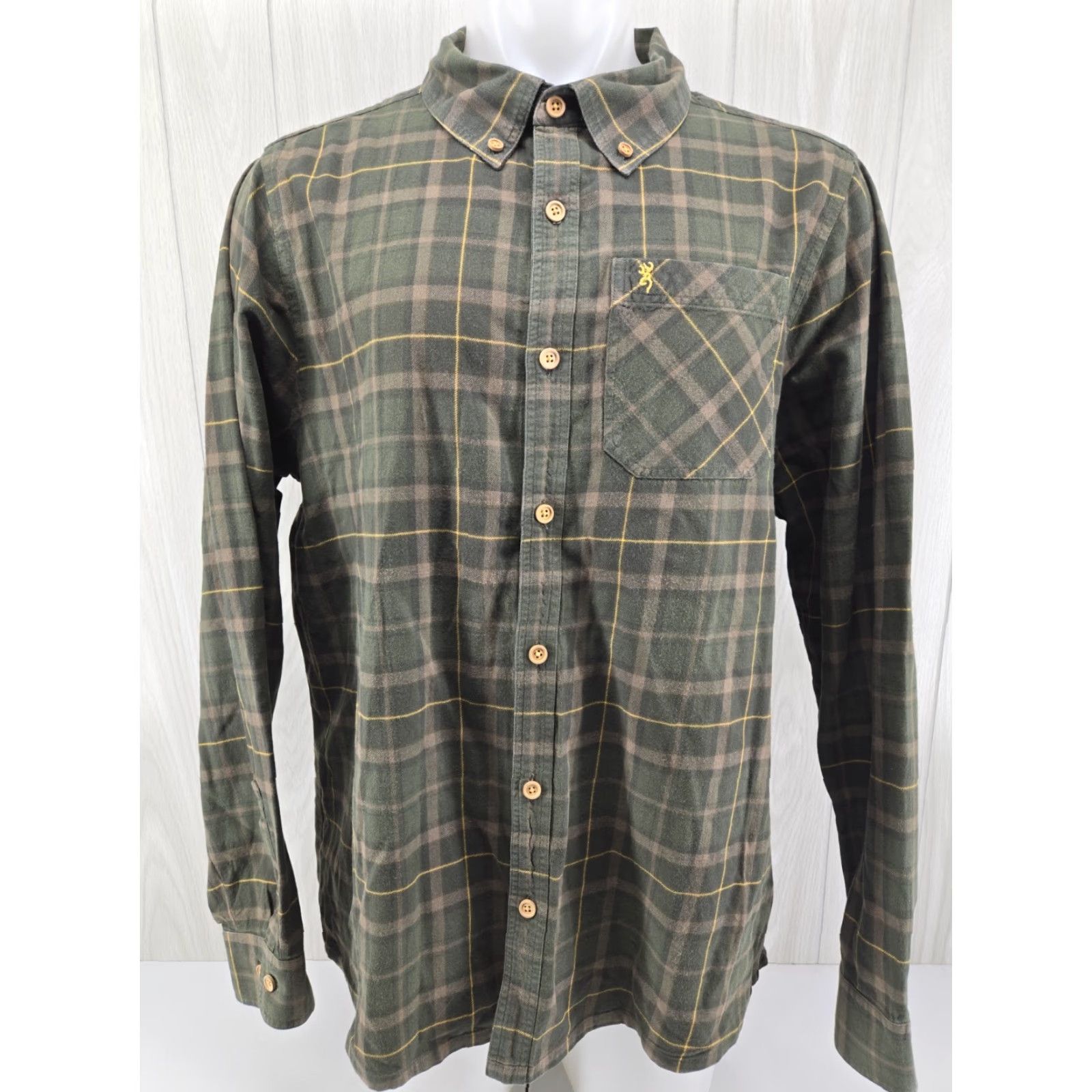 Vintage Browning Hunting Shirt Button-Down Plaid Green XL Mens Button Up Collared Long Sleeve Size US XL / EU 56 / 4 - 2 Thumbnail
