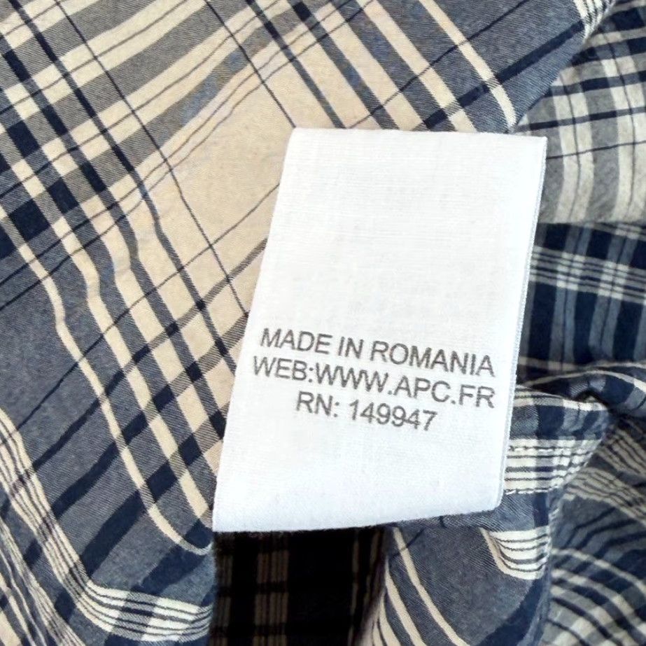 Vintage APC Rue Madame Paris Shirt Mens Medium Blue Plaid Long Sleeve Button-Up Collar Pockets Back Designer Preppy Size US M / EU 48-50 / 2 - 7 Thumbnail