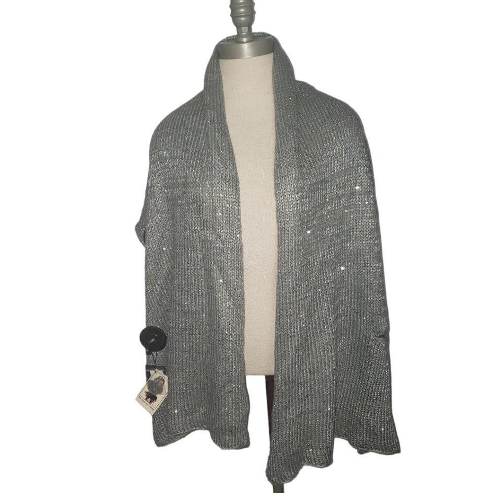 Designer CT824 Riverton Wrap NWT Gray with Silver Sequins Size ONE SIZE - 6 Thumbnail