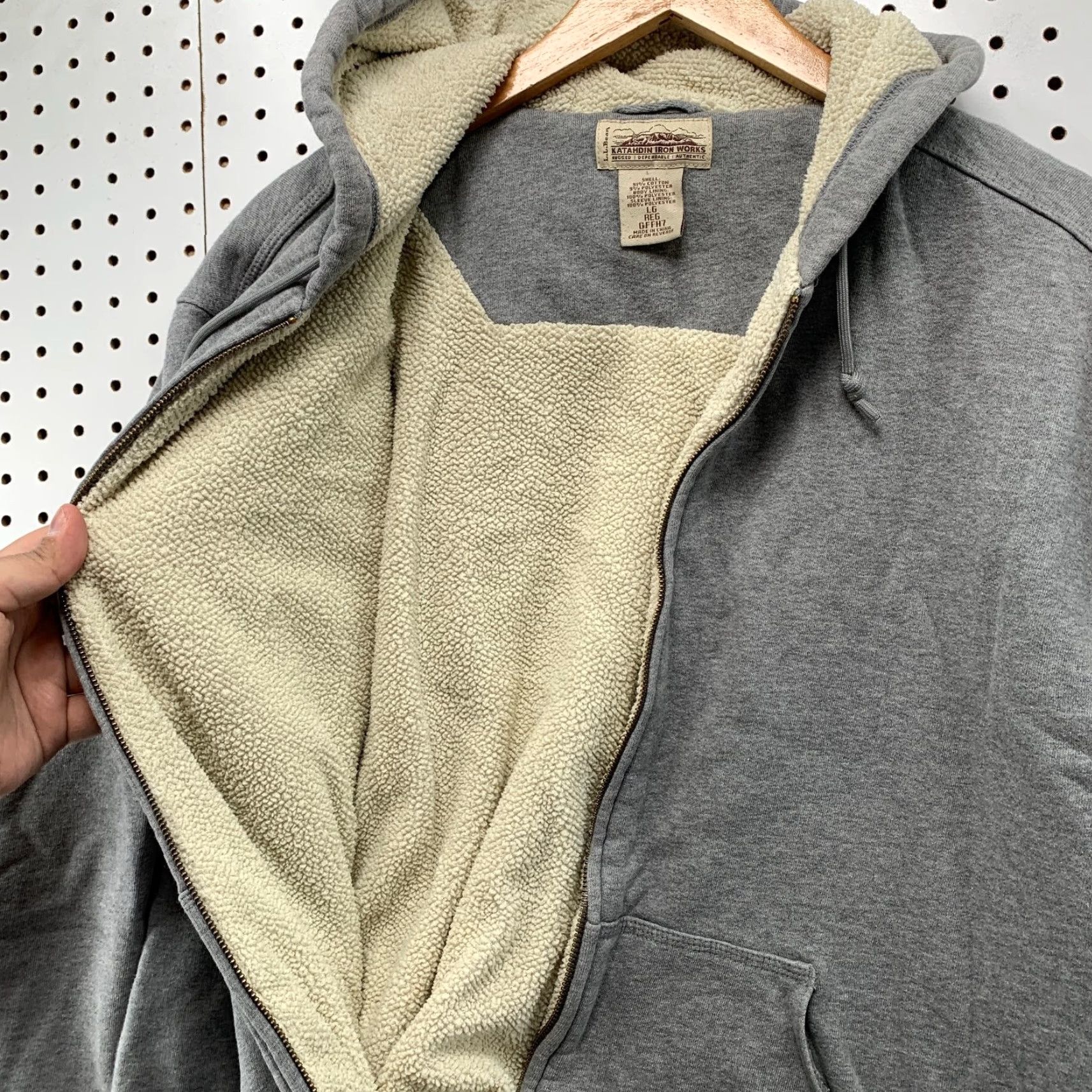 Vintage L.L. Bean Katahdin Hoodie Sweatshirt Mens XL Gray Lined Sherpa Iron Works Up Size US XL / EU 56 / 4 - 4 Thumbnail