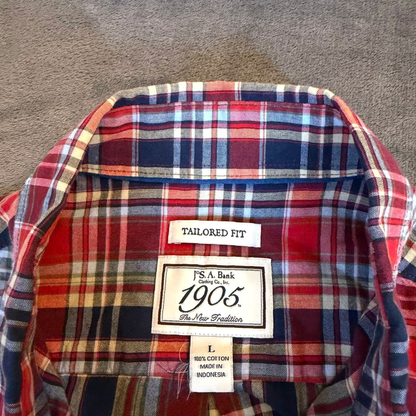 Vintage Jos A Bank 1905 Tailored Plaid Short Sleeve Button-Down Shirt Men Large Size US L / EU 52-54 / 3 - 3 Thumbnail