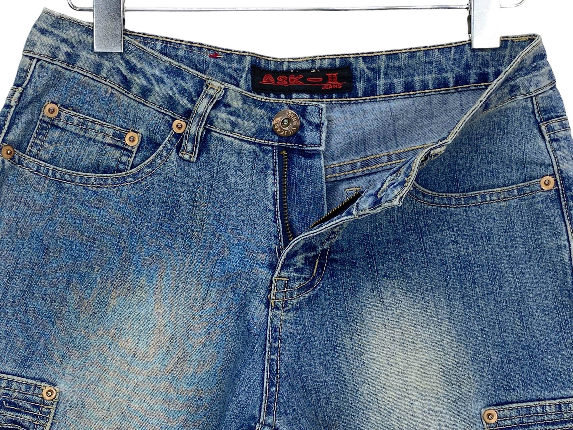 Japanese Brand ASK II Hip Hop Skateboard Jeans Cargo Baggy Jeans Size US 28 / EU 44 - 4 Thumbnail