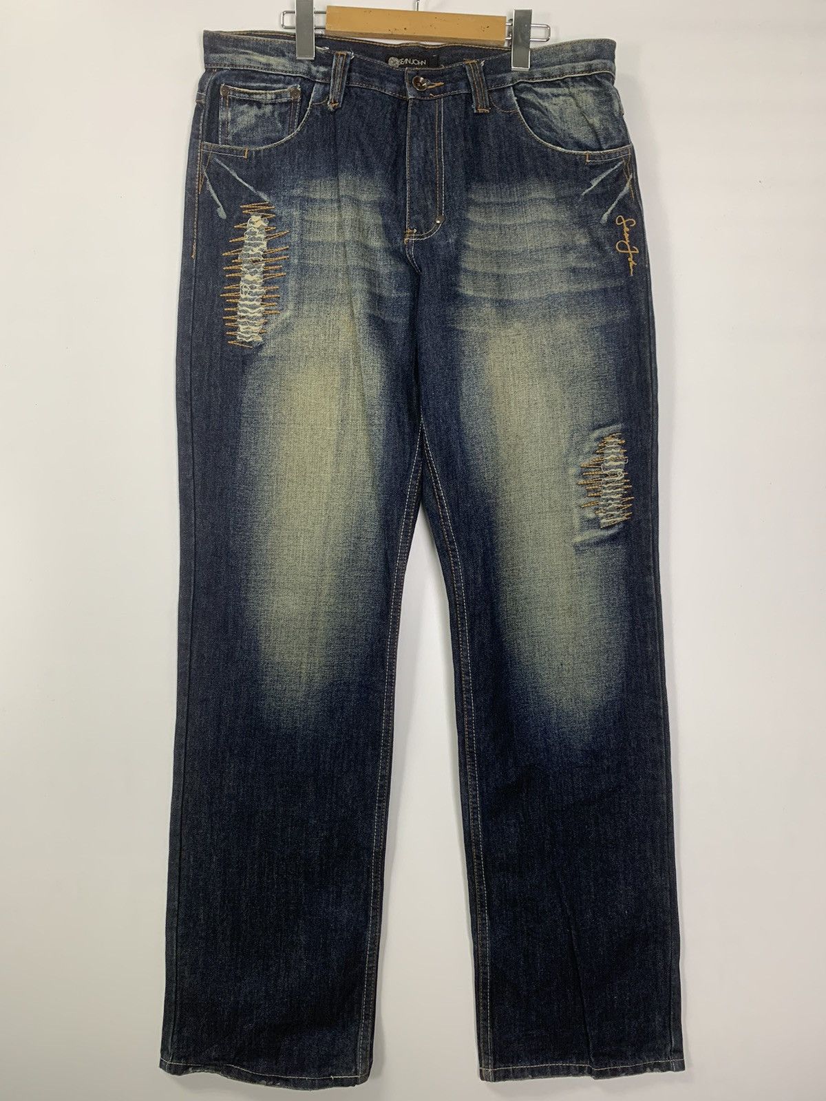 Sean John × Vintage Sean John distress denim Size US 36 / EU 52 - 1 Thumbnail