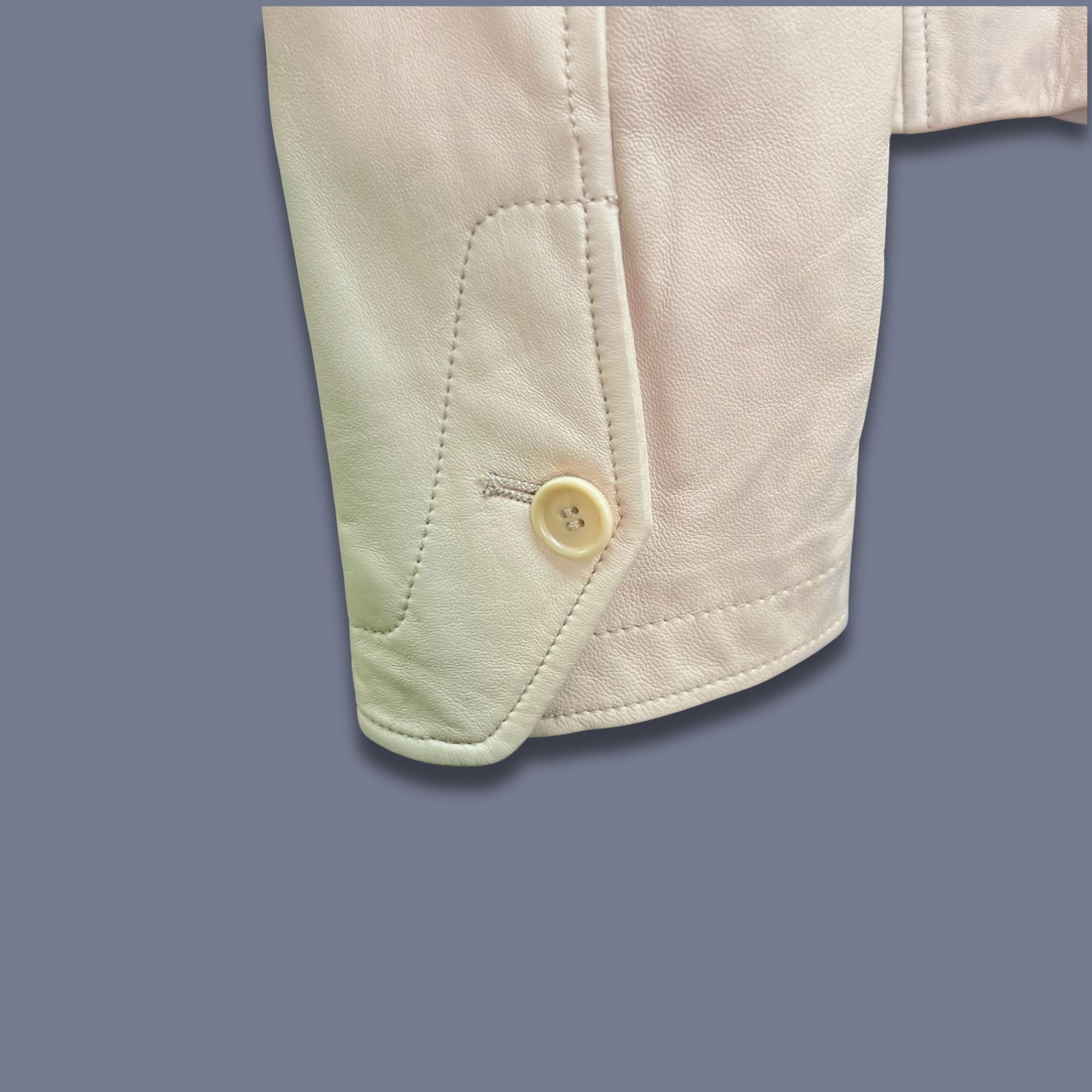 Bcbgmaxazria BCBGMAXAZRIA Beige Leather Motorcycle Jacket Blazer - Size S Size S / US 4 / IT 40 - 6 Thumbnail