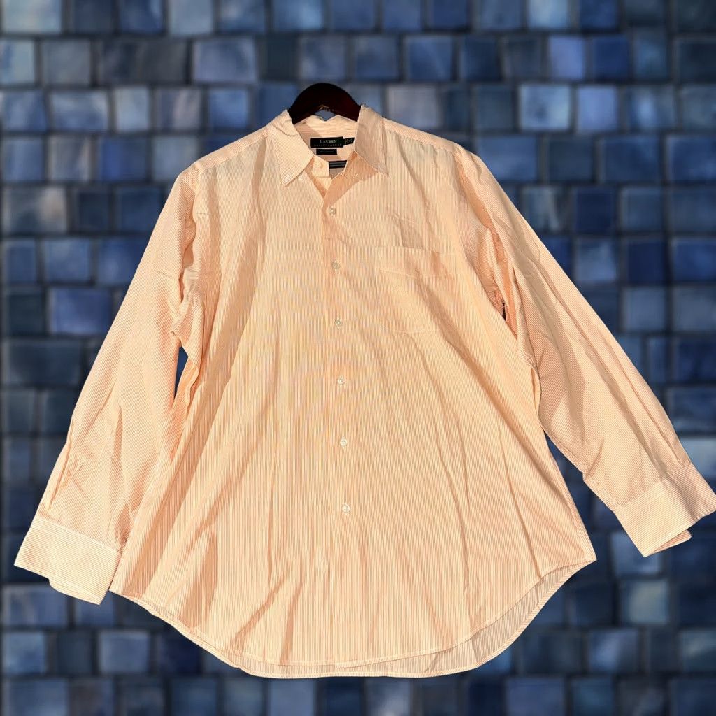 Ralph Lauren Lauren Ralph Lauren Shirt Mens 16 Orange Cotton Striped Button Down Pocket Shirt Size US L / EU 52-54 / 3 - 1 Thumbnail