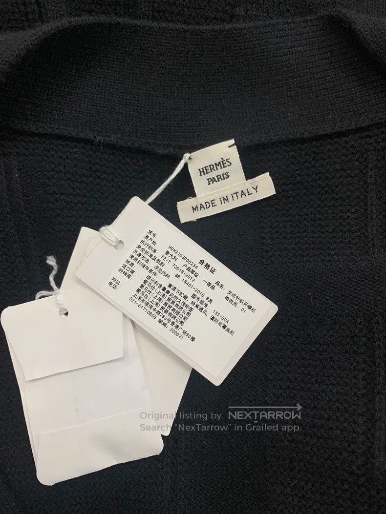 Hermes Hermes Black textured wool long knitted cardigan Size XXS / US 00 / IT 34 - 4 Thumbnail