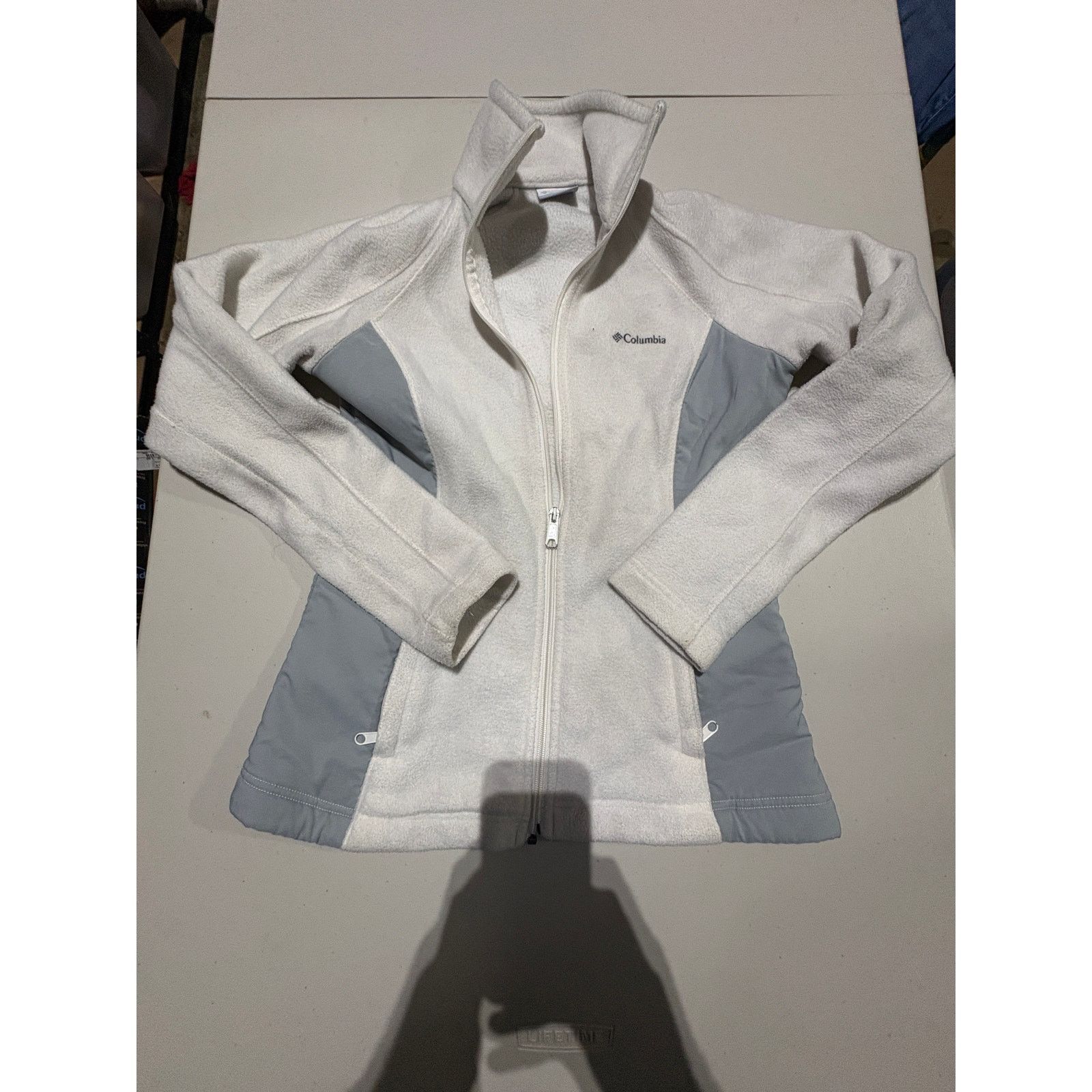 Columbia Columbia Women’s Small White Gray Fleece Jacket Full Zip Size S / US 4 / IT 40 - 2 Thumbnail