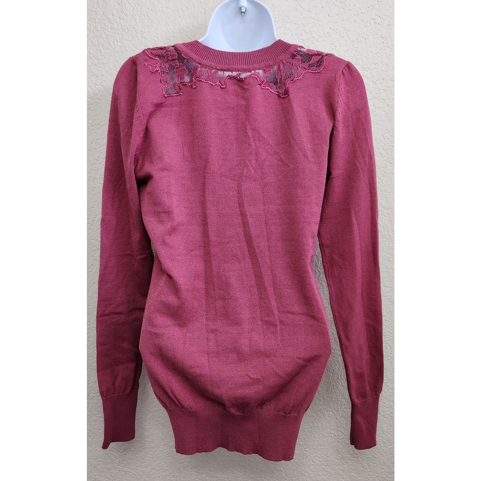 Other Poof Pink Dark Rose Lace Bodice Sweater Top Small Soft Size S / US 4 / IT 40 - 4 Thumbnail