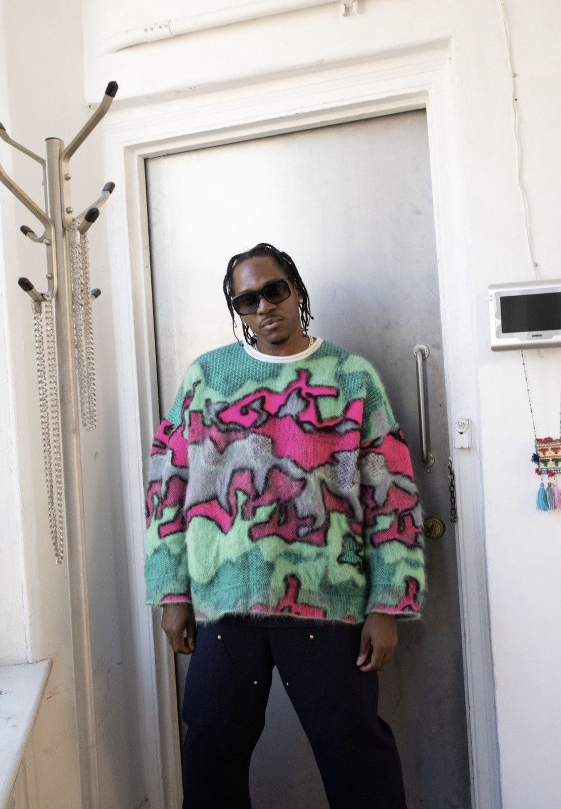 Loewe Loewe Oversized Multi Camo Jacquard-Knit Mohair Crew Sweater Size US S / EU 44-46 / 1 - 17 Thumbnail