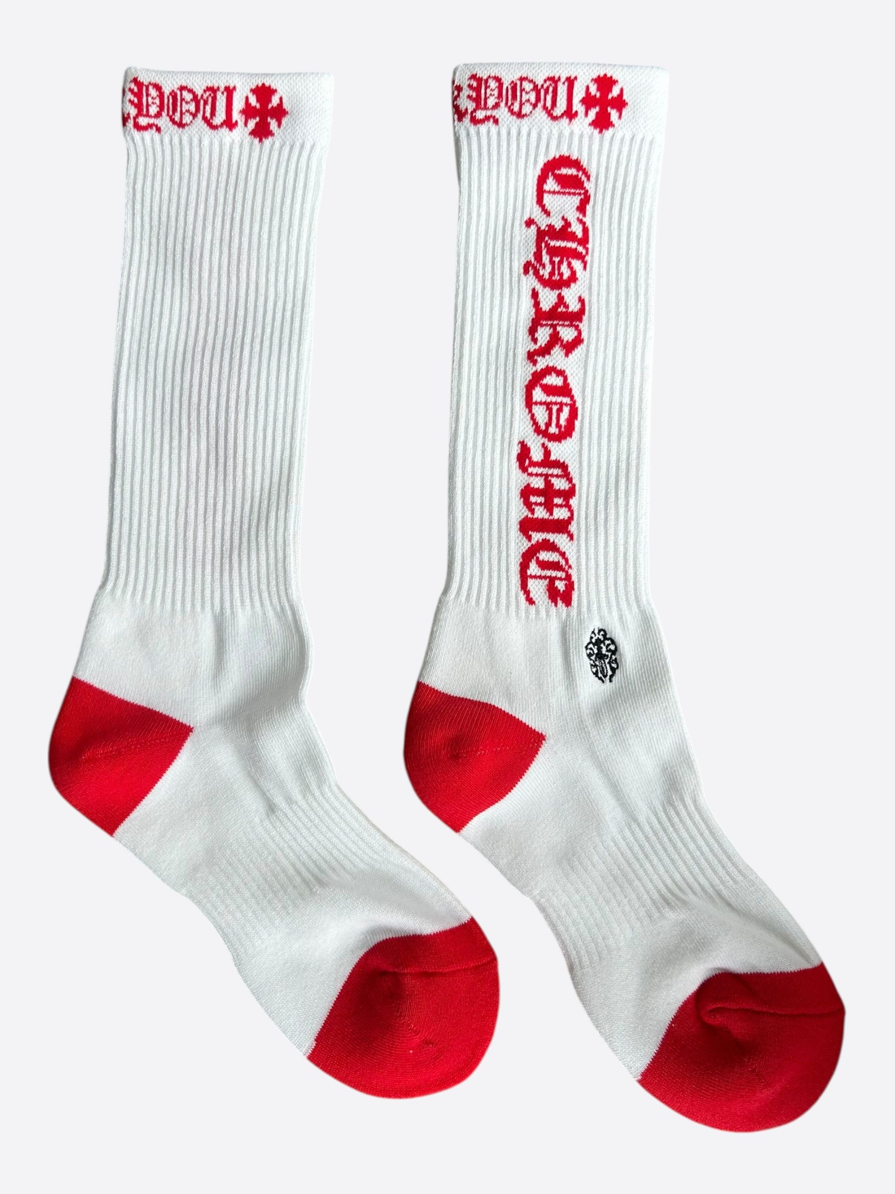 Chrome Hearts Chrome Hearts White & Red Script Logo Socks Size ONE SIZE - 1 Thumbnail