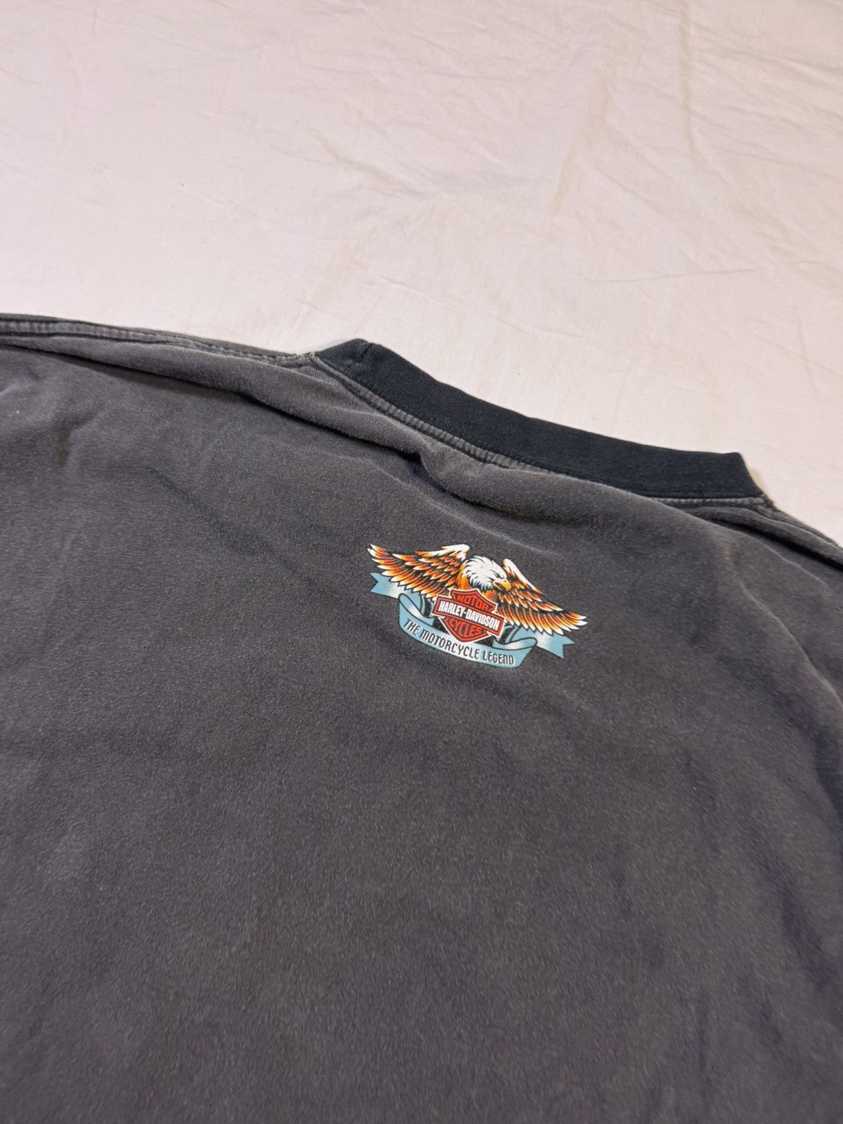 Harley Davidson Vintage Faded Black Harley Davidson Cropped Boxy Biker Tee Size US L / EU 52-54 / 3 - 5 Thumbnail