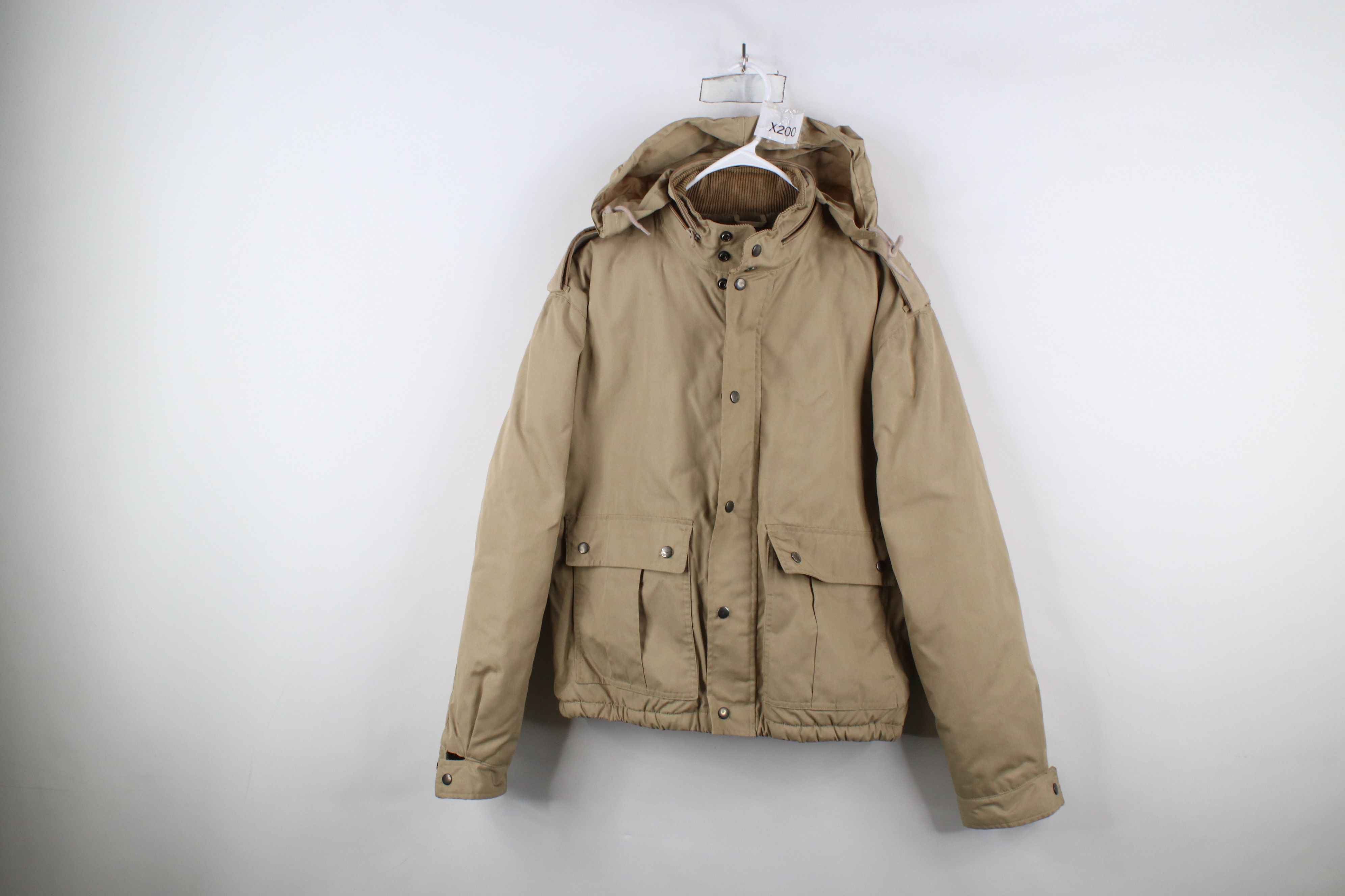Vintage Vintage 70s Skor Fleece Lined Hooded Bomber Jacket Beige Size US L / EU 52-54 / 3 - 1 Thumbnail