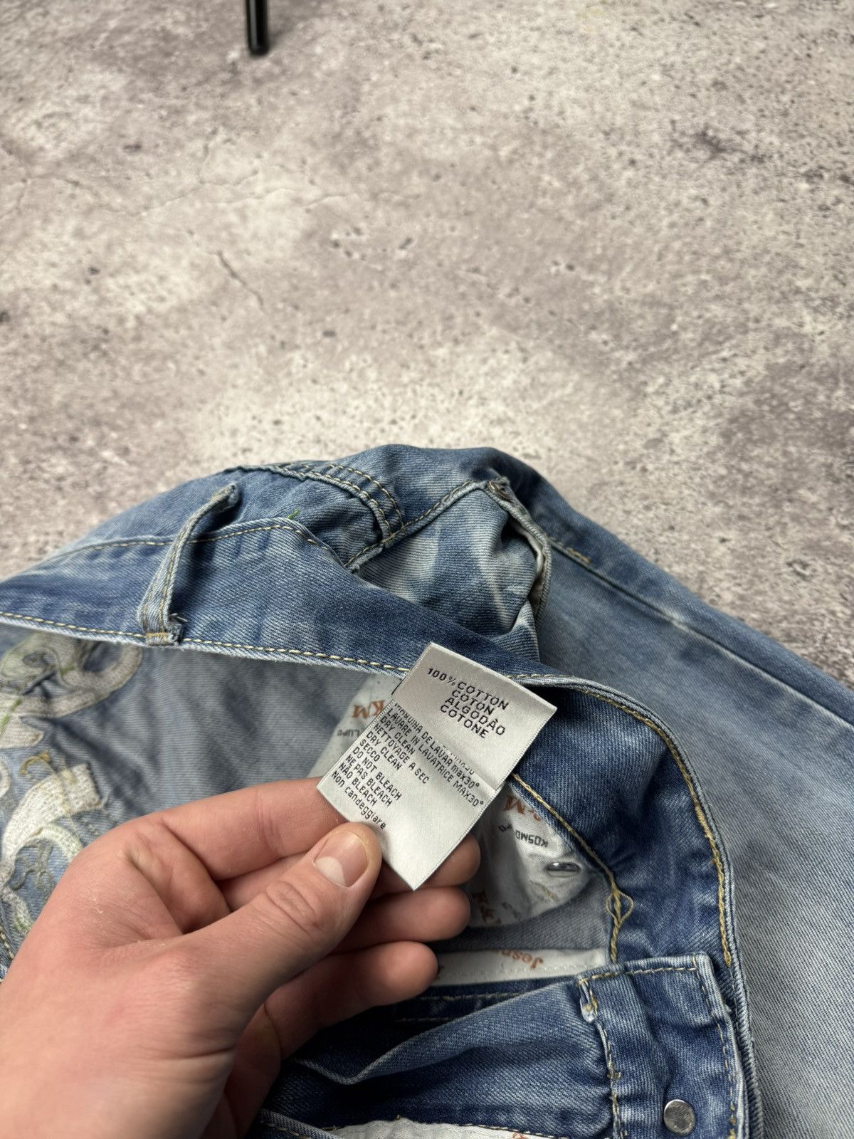 Japanese Brand Y2K Kosmo Lupo Jeans Panther Logo Back Washed Denim Ed Hardy Size US 36 / EU 52 - 16 Thumbnail