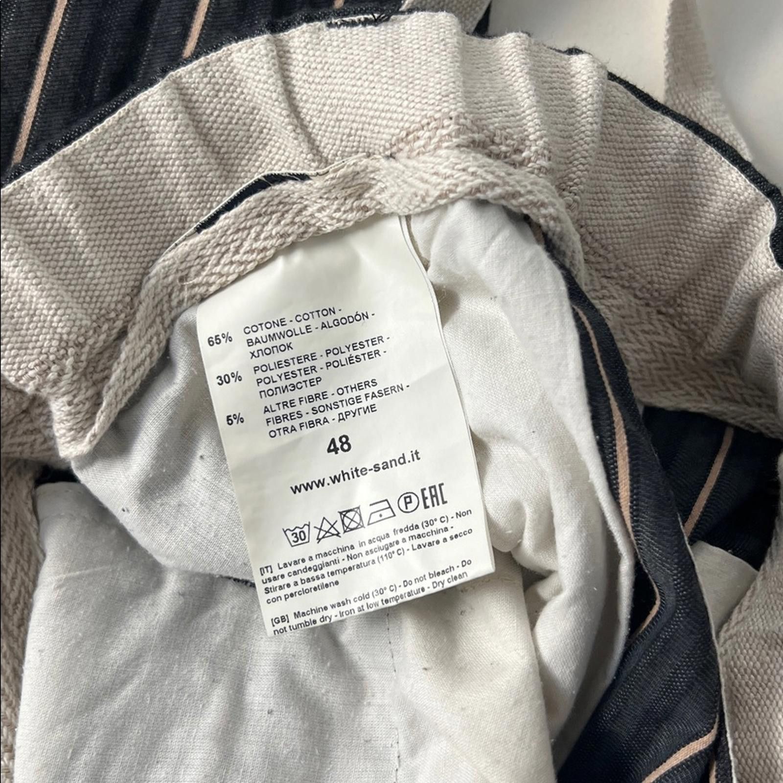 Designer WHITE SAND GARMANY Navy Striped Buckled Trouser Pants EU 48 Size US 32 / EU 48 - 8 Thumbnail