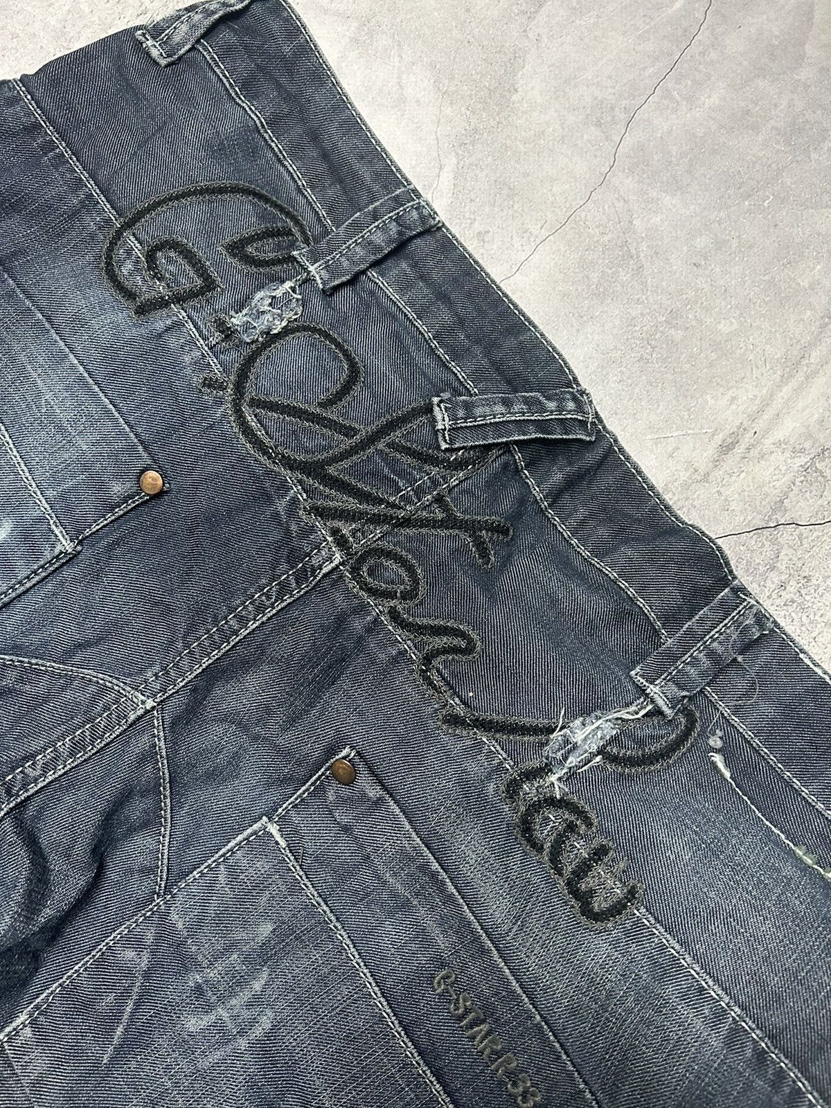 G-Star × Vintage G-Star Raw Denim Jeans Pants Trousers Big Logo Cargo Baggy Size US 34 / EU 50 - 10 Thumbnail