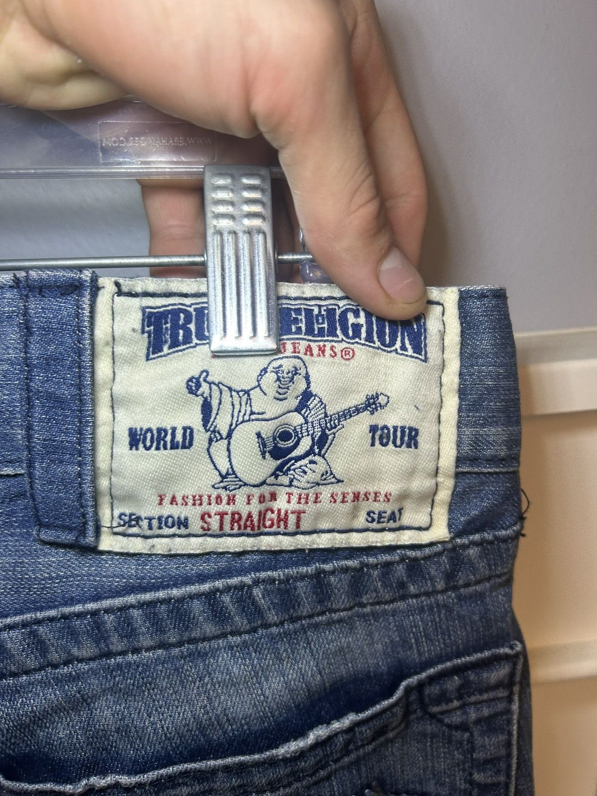 True Religion Vintage True Religion multi stitch logo straight blue jeans Size US 34 / EU 50 - 6 Thumbnail
