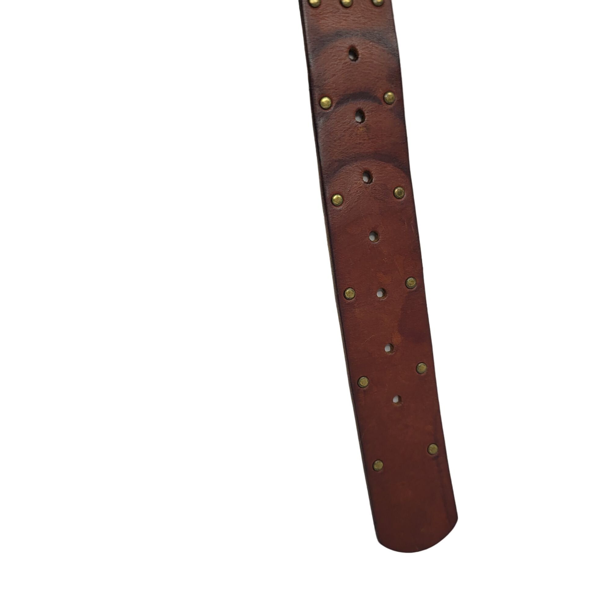 American Eagle Outfitters AEO Genuine Leather Brown Belt M Perforated Studded Boho Cou Size ONE SIZE - 5 Thumbnail