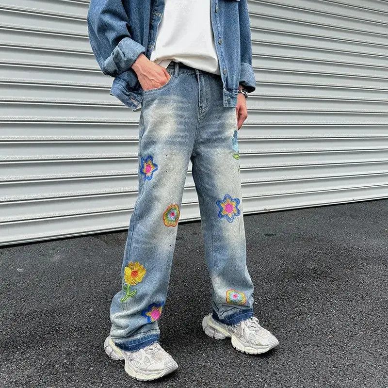 Japanese Brand Retro hip-hop fringed embroidered jeans Size US 32 / EU 48 - 3 Thumbnail
