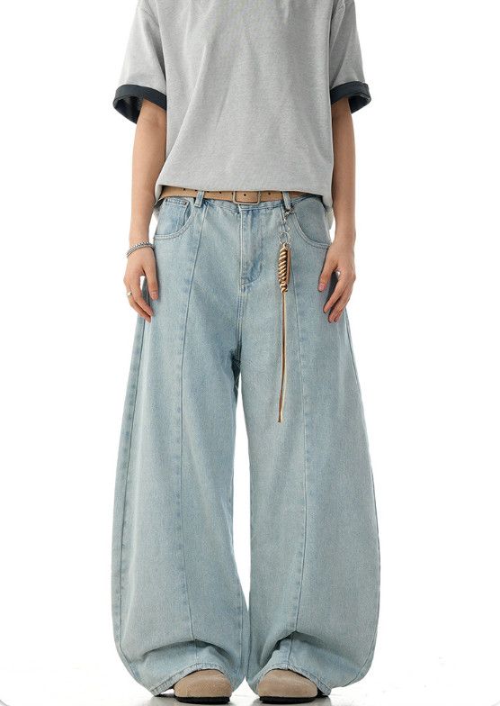 Jean Men's loose straight wide-leg casual blue scimitar jeans Size US 32 / EU 48 - 1 Thumbnail
